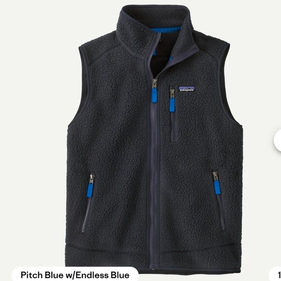 Patagonia Men's Retro Pile Fleece Vest - Pitch Blue w/Endless Blue - Size XL